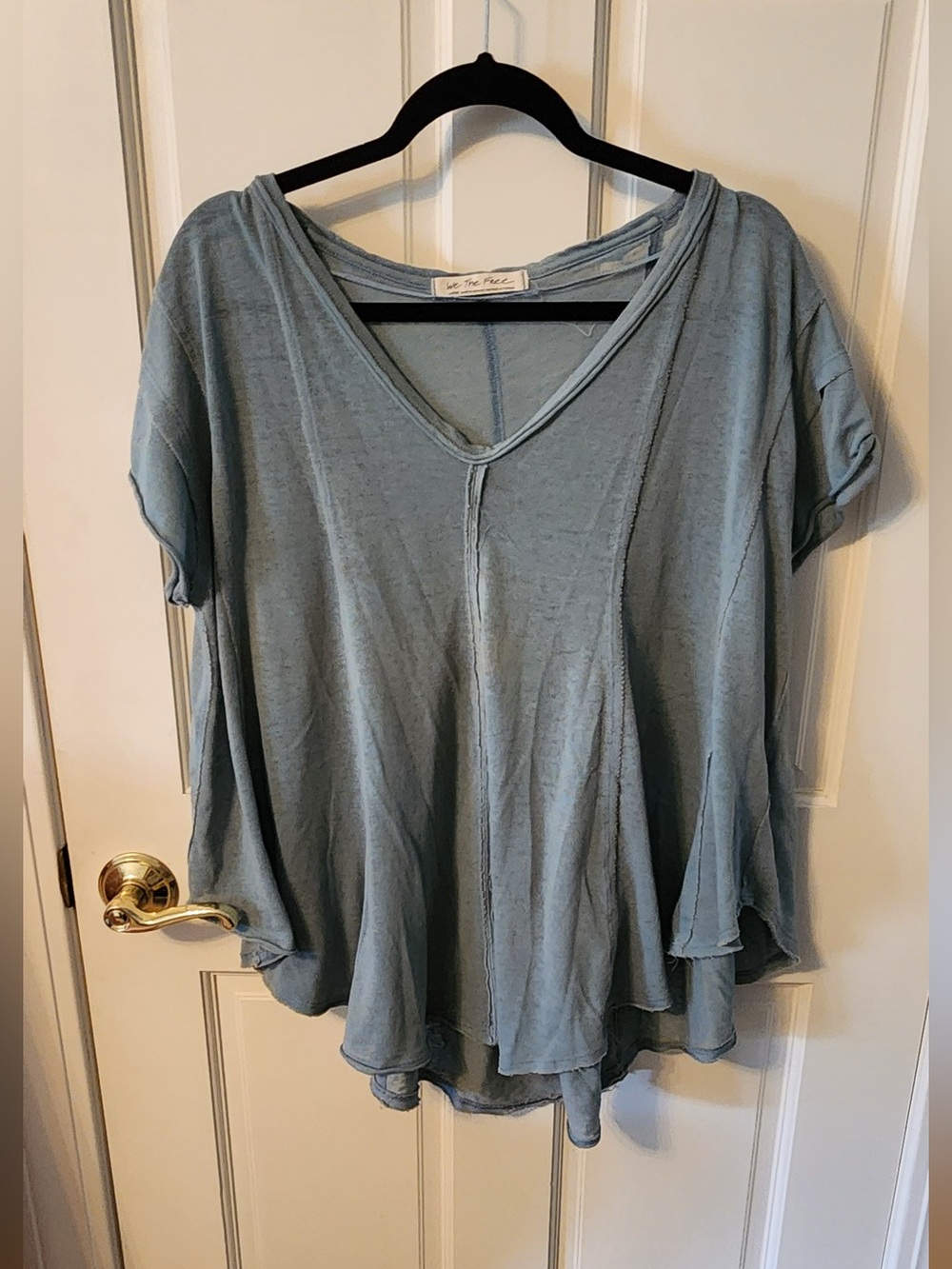 We The Free Dusty Blue V-Neck Layered Top - Picture 7 of 8